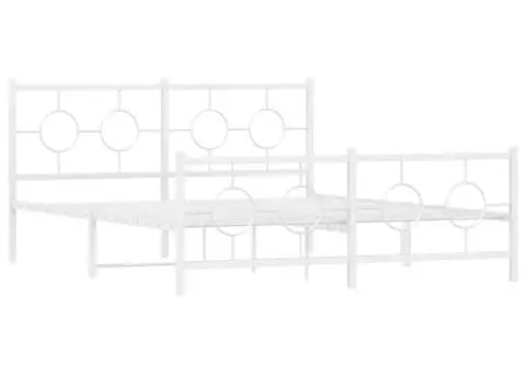 Cadru de pat metalic cu tăblie, alb, 160x200 cm - 3/5