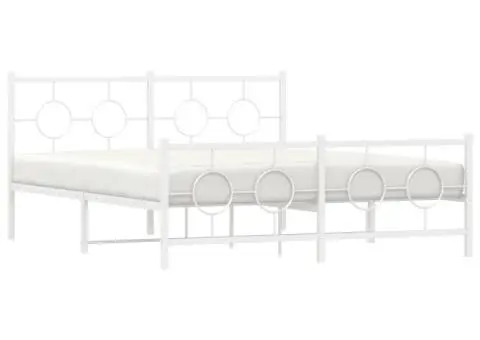 Cadru de pat metalic cu tăblie, alb, 160x200 cm - 4/5