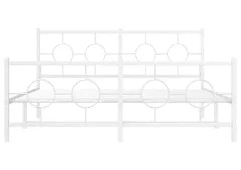 Cadru de pat metalic cu tăblie, alb, 160x200 cm - 5/5
