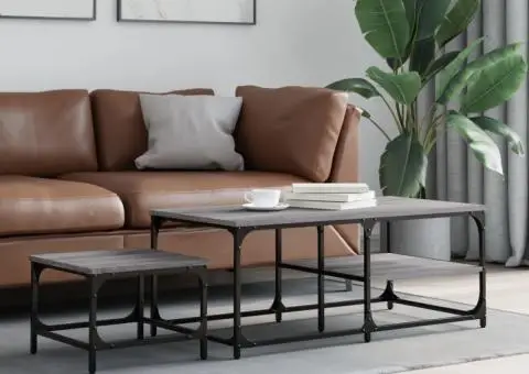 Mese suprapuse de cafea, 2 buc, sonoma gri, lemn prelucrat - 1/5