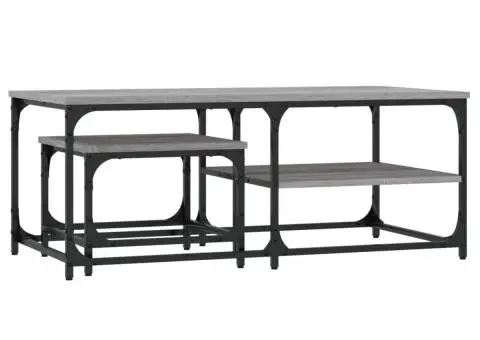 Mese suprapuse de cafea, 2 buc, sonoma gri, lemn prelucrat - 2/5