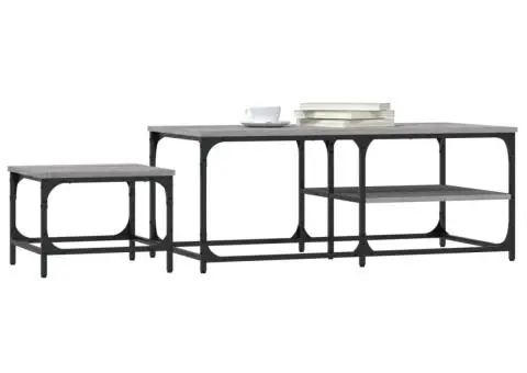 Mese suprapuse de cafea, 2 buc, sonoma gri, lemn prelucrat - 3/5