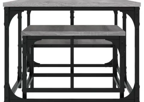 Mese suprapuse de cafea, 2 buc, sonoma gri, lemn prelucrat - 5/5