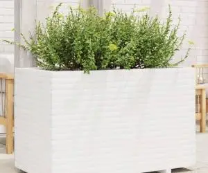 vidaXL Jardinieră de grădină, alb, 110x60x72 cm, lemn masiv de pin