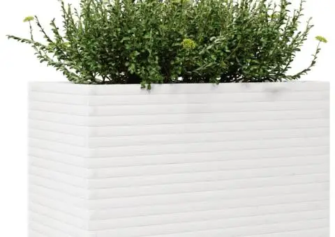 Jardinieră de grădină, alb, 110x60x72 cm, lemn masiv de pin - 4/5