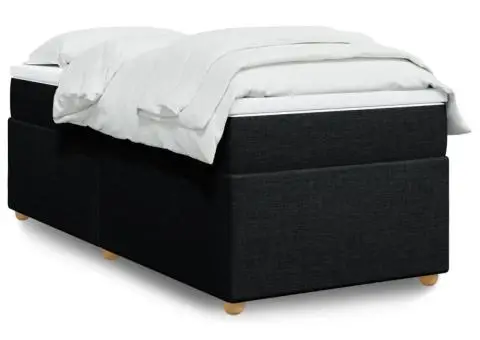 Pat box spring cu saltea, negru, 90x200 cm, textil - 1/5