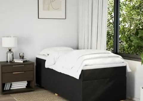 Pat box spring cu saltea, negru, 90x200 cm, textil - 3/5