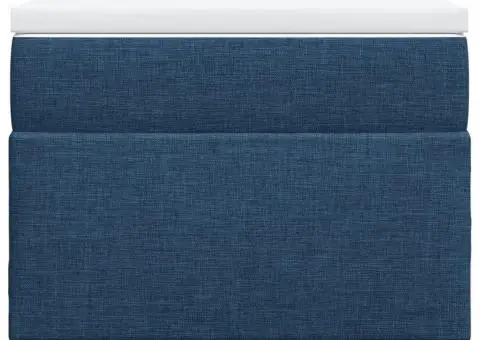 Pat box spring cu saltea, albastru, 90x200 cm, textil - 4/5