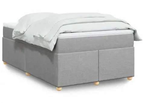 Pat continental cu saltea, gri deschis, 120x200 cm, textil - 1/5