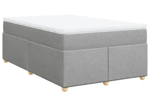 Pat continental cu saltea, gri deschis, 120x200 cm, textil - 2/5