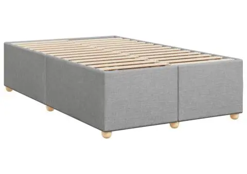 Pat continental cu saltea, gri deschis, 120x200 cm, textil - 5/5