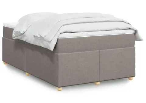 Pat box spring cu saltea, gri taupe, 120x200 cm, textil - 1/5
