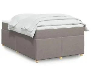 vidaXL Pat box spring cu saltea, gri taupe, 120x200 cm, textil