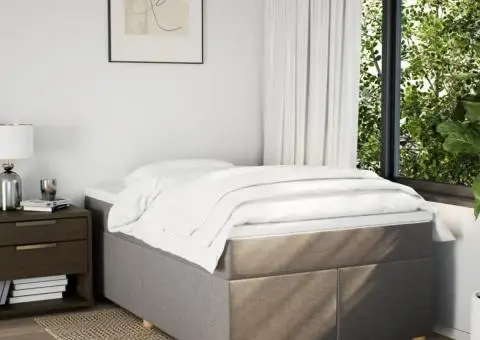 Pat box spring cu saltea, gri taupe, 120x200 cm, textil - 3/5