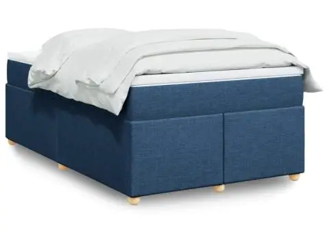 Pat box spring cu saltea, albastru, 120x200 cm, textil - 1/5