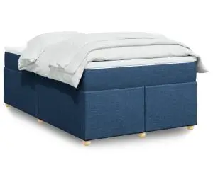 vidaXL Pat box spring cu saltea, albastru, 120x200 cm, textil