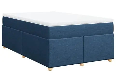 Pat box spring cu saltea, albastru, 120x200 cm, textil - 2/5