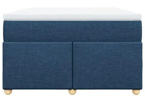 Pat box spring cu saltea, albastru, 120x200 cm, textil - 4/5