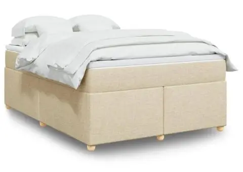 Pat continental cu saltea, crem, 140x200 cm, material textil - 1/5