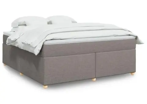 Pat continental cu saltea, gri taupe, 180x200 cm, textil - 1/5