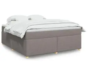 vidaXL Pat continental cu saltea, gri taupe, 180x200 cm, textil