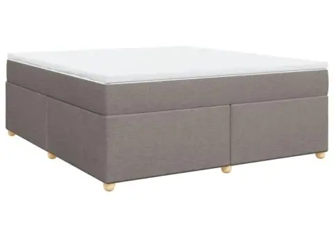 Pat continental cu saltea, gri taupe, 180x200 cm, textil - 2/5