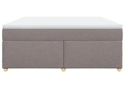 Pat continental cu saltea, gri taupe, 180x200 cm, textil - 4/5