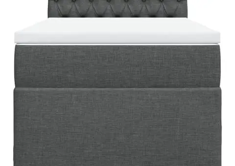 Pat box spring cu saltea, gri închis, 90x200 cm, textil - 4/5