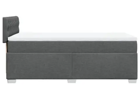 Pat box spring cu saltea, gri închis, 90x200 cm, textil - 5/5