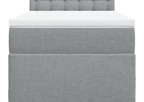 Pat box spring cu saltea, gri deschis, 90x200 cm, textil - 4/5