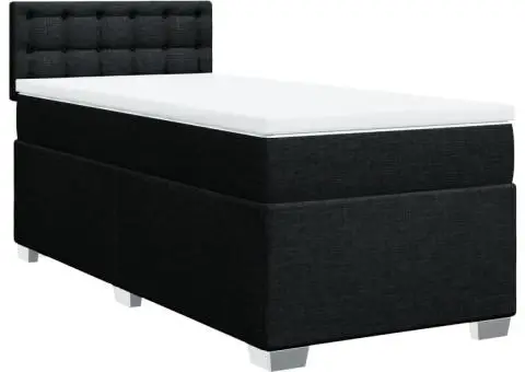 Pat box spring cu saltea, negru, 90x200 cm, textil - 2/5