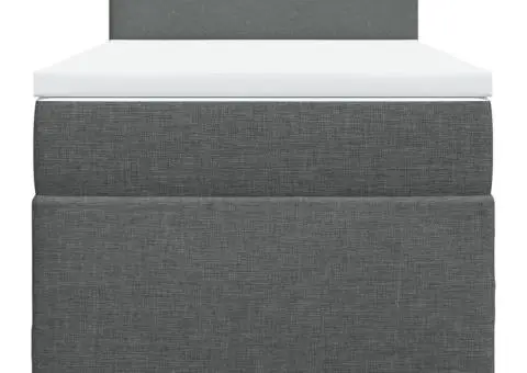 Pat box spring cu saltea, gri închis, 100x200 cm, textil - 4/5