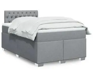 vidaXL Pat box spring cu saltea, gri deschis, 120x190 cm, textil
