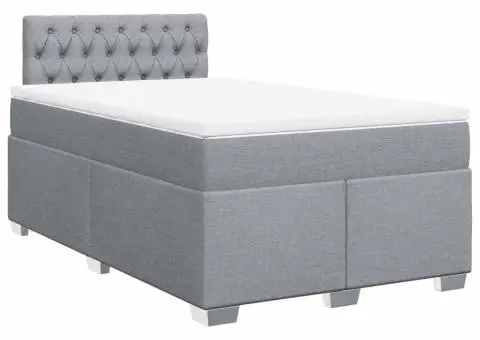 Pat box spring cu saltea, gri deschis, 120x190 cm, textil - 2/5