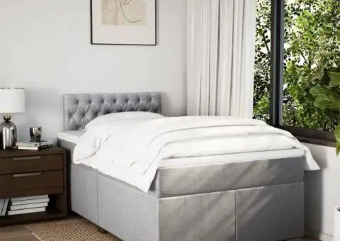 Pat box spring cu saltea, gri deschis, 120x190 cm, textil - 3/5