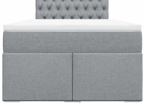 Pat box spring cu saltea, gri deschis, 120x190 cm, textil - 4/5