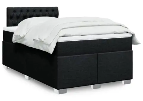 Pat box spring cu saltea, negru, 120x190 cm, catifea - 1/5