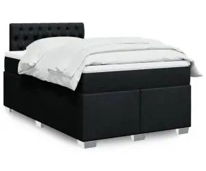 vidaXL Pat box spring cu saltea, negru, 120x190 cm, catifea