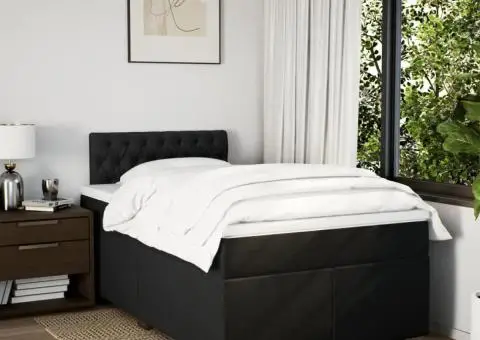 Pat box spring cu saltea, negru, 120x190 cm, catifea - 3/5