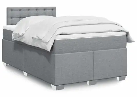 Pat box spring cu saltea, gri deschis, 120x190 cm, textil - 1/5