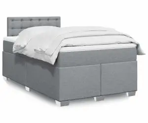 vidaXL Pat box spring cu saltea, gri deschis, 120x190 cm, textil