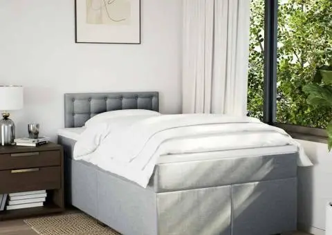 Pat box spring cu saltea, gri deschis, 120x190 cm, textil - 3/5