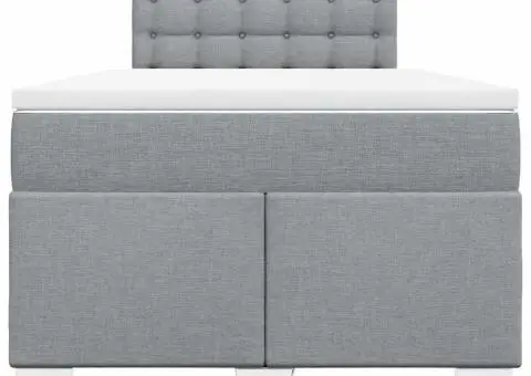 Pat box spring cu saltea, gri deschis, 120x190 cm, textil - 4/5