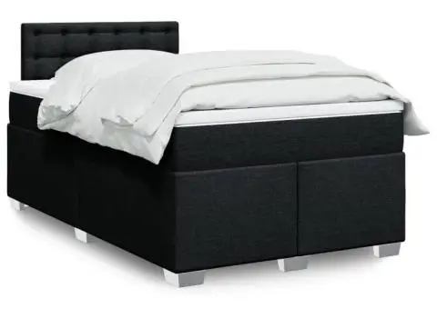 Pat box spring cu saltea, negru, 120x190 cm, catifea - 1/5