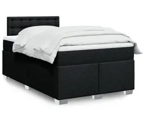 vidaXL Pat box spring cu saltea, negru, 120x190 cm, catifea