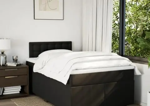 Pat box spring cu saltea, negru, 120x190 cm, catifea - 3/5