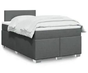 vidaXL Pat box spring cu saltea, gri închis, 120x200 cm, textil