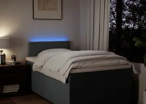 Pat box spring cu saltea, gri închis, 120x200 cm, textil - 5/5