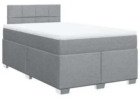 Pat continental cu saltea, gri deschis, 120x200 cm, textil - 2/5