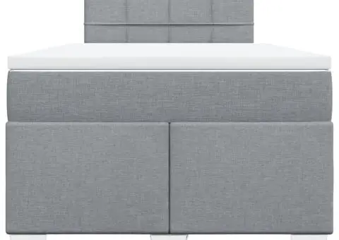 Pat continental cu saltea, gri deschis, 120x200 cm, textil - 4/5